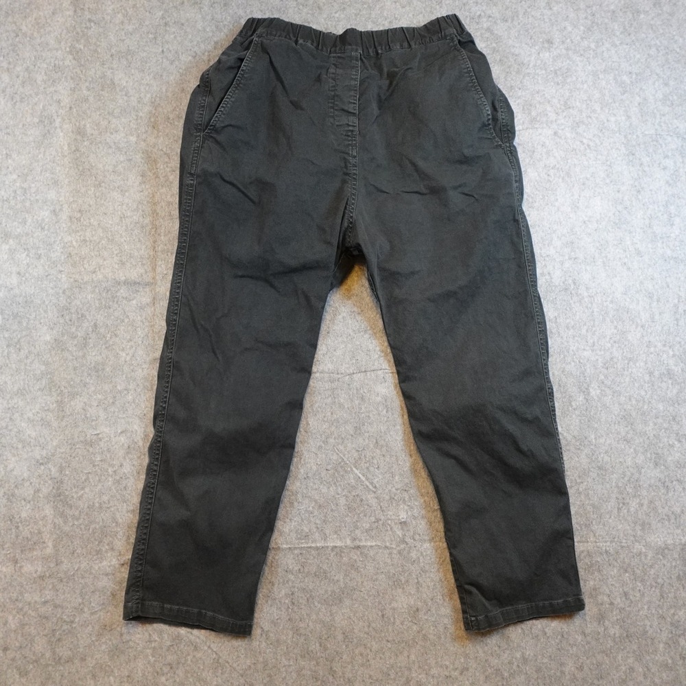 Nili Lotan Pant Women Extra Small Black Elastic Waist Cotton Crop Straight
